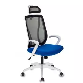 Кресло руководителя Бюрократ MC-W411-H/B/26-21 черный TW-01 сиденье синий 26-21 сетка/ткань (пластик белый)