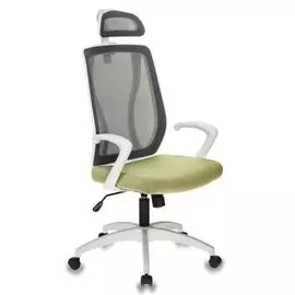 Кресло руководителя Бюрократ MC-W411-H/DG/26-32 серый TW-04 сиденье зеленый 26-32 сетка/ткань (пластик белый)