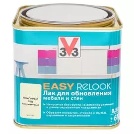 лак для мебели easy relook v33 полуматовая лимонн лед 0.5л.