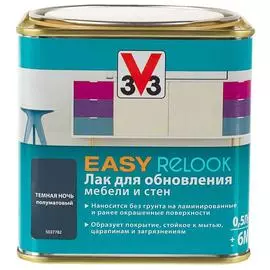 лак для мебели easy relook v33 полуматовая темнная ночь 0.5л.