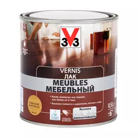 лак для мебели v33 глянцевый дуб золотой 0.5л.