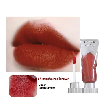 Прозрачный пигмент Ice Velvet Lip Glaze Матовая губная помада Стойкий чистый цвет Нелипкая формула в форме чашки 1#