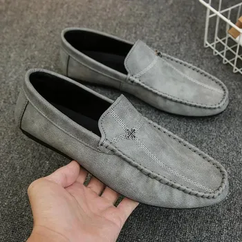 Модные мужские мокасины без застежек, мягкие мокасины для вождения, высококачественные туфли на плоской подошве для мужчин, повседневные замшевые мокасины для лета, мужская обувь 39