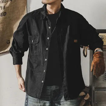 Мужская рубашка American Retro Fleece Tooling Shirt с длинными рукавами, свободная куртка Tough Guy Hunting Coach для мужчин M серый