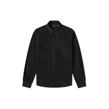 Polo Ralph Lauren Solid Logo Вышитая рубашка с длинным рукавом Мужские рубашки Черный 710818761-009 M