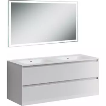Мебель для ванной Sancos Cento 120 два ящика, двойная раковина, белый глянец