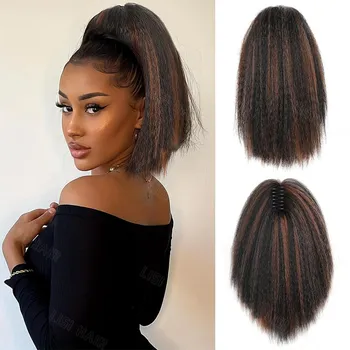 MISS WIG Короткий прямой синтетический зажим с когтями в хвосте Наращивание парика Натуральный пушистый хвост для женщин Одежда для косплея 30cm