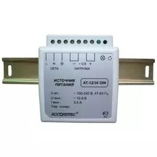 Блок питания AccordTec АТ-12/30 DIN стабилизированный 100...240 В, 3 А (max 3,5 А), на DIN-рейку