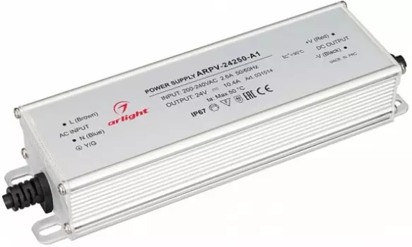 Блок питания Arlight ARPV-24250-A1 031514 24V, 10.4A, 250W, IP67, металл