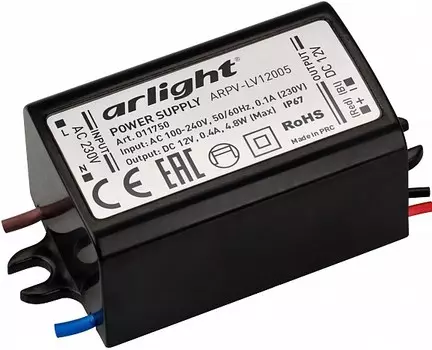 Блок питания Arlight ARPV-LV12005 011750 12V, 0.4A, 5W, IP67, пластик