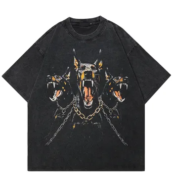 Уличная одежда Vicious Dog унисекс, хлопковая черная футболка, топы, футболки, летняя футболка с короткими рукавами S чёрный