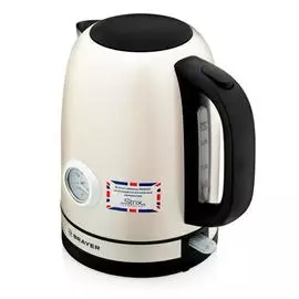 чайник электрический стальной 1,7л, 2,2квт, бежевый, brayer br1005ye