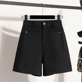 DIMANAF Plus Size 2025 Женские шорты, брюки, летние эластичные однотонные свободные джинсы-шаровары, короткие базовые брюки с высокой талией XL розовый