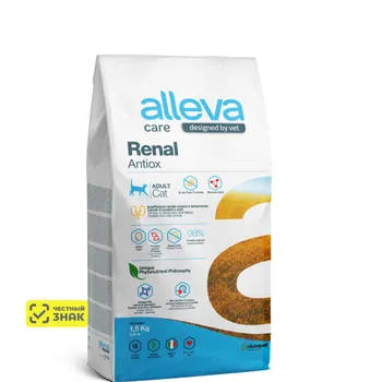 ALLEVA Care Adult Renal Antiox Сухой диетический корм для кошек, с куриным яйцом, 1,5 кг