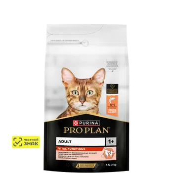 ProPlan Сухой корм для взрослых кошек, с высоким содержанием лосося, 1,5 кг