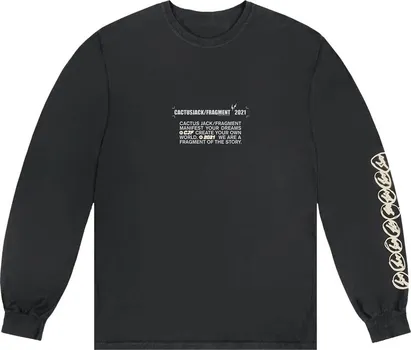 Лонгслив Cactus Jack by Travis Scott For Fragment Logo Long-Sleeve 'Black', черный