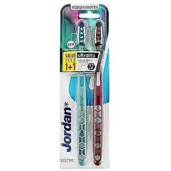 Jordan 2шт Ultralite отбеливающая зубная щетка средняя - упаковка из 2 шт Orkla Care S.A