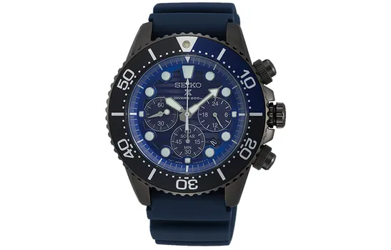 SEIKO Часы Prospe Collection Solar Quartz с силиконовым ремешком, мужские, синий циферблат