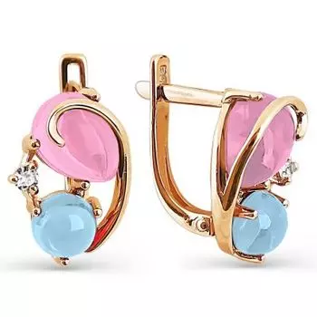 Серьги с кварцем, топазами и фианитами Линии Любви