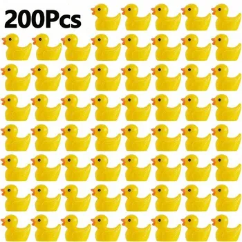 100/200 шт., миниатюрные фигурки из смолы, миниатюрные фигурки, украшения, желтые животные, садовые поделки, крошечные утки, пейзажные растения, фея 100Pcs