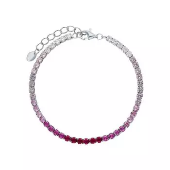 Серебряный браслет с фианитами и корундом