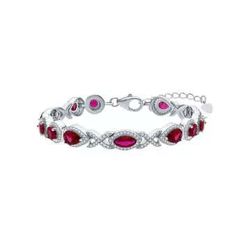 Серебряный браслет с фианитами и корундом