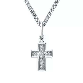Серебряный крест-подвеска с фианитами