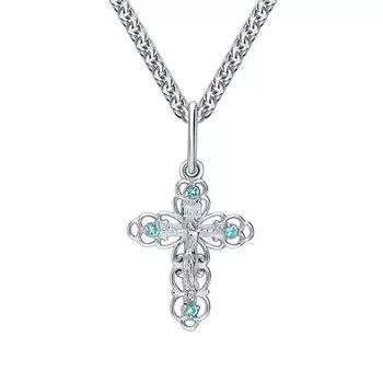 Серебряный крест-подвеска с фианитами
