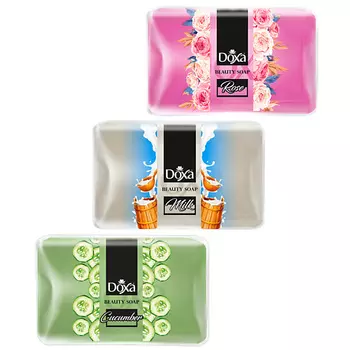 DOXA Мыло твердое BEAUTY SOAP Роза, Молоко, Огурец 450