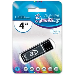 Флешка 4Gb USB 2.0 SmartBuy Glossy Glossy, черный (SB4GBGS-K)
