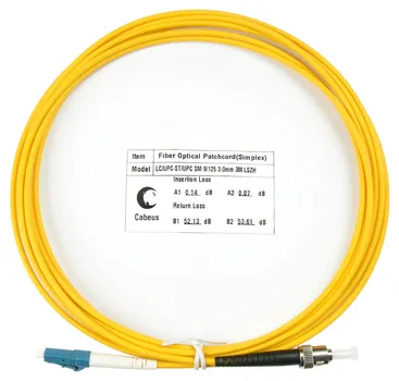 Патч-корд оптический Cabeus FOP(s)-9-LC-ST-3m, LC/UPC-ST/UPC, одномодовый, 9/125, OS2, одинарный, 3 м, LSZH, желтый (FOP(s)-9-LC-ST-3m)
