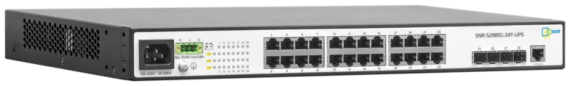 Коммутатор SNR SNR-S2985G-24T-UPS, управляемый, кол-во портов: 24x1 Гбит/с, кол-во SFP/uplink: SFP 4x1 Гбит/с, установка в стойку (SNR SNR-S2985G-24T-UPS)