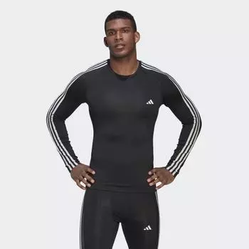 Мужская футболка adidas Techfit 3-Stripes Training Long Sleeve Tee (Черная)