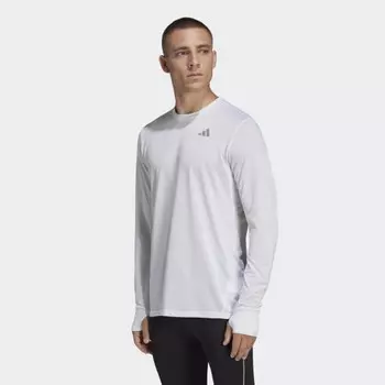 Мужская одежда для бега adidas Own the Run Long Sleeve Tee (Белая)