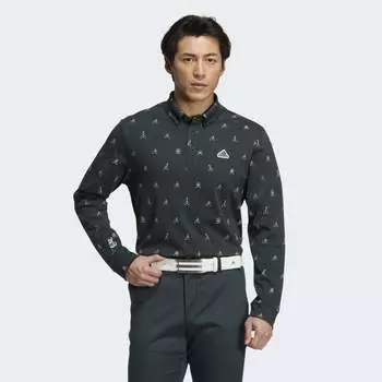Мужская рубашка adidas AEROREADY Play Green Monogram Long Sleeve Polo Shirt (Зеленая)