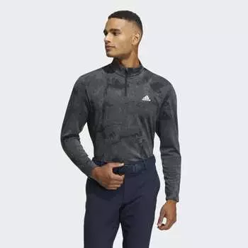 Мужская рубашка adidas Graphic Zip Mock Neck Long Sleeve Shirt (Черная)