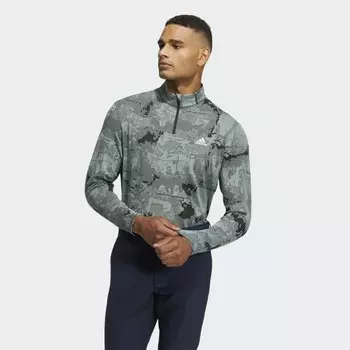 Мужская рубашка adidas Graphic Zip Mock Neck Long Sleeve Shirt (Зеленая)