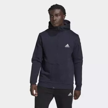 Мужская толстовка adidas Essentials for Gameday Fleece Full-Zip Hoodie (Синяя)