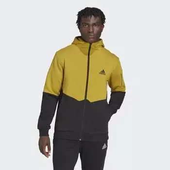 Мужская толстовка adidas Essentials for Gameday Fleece Full-Zip Hoodie (Зеленая)