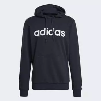 Мужская толстовка adidas Essentials French Terry Linear Logo Hoodie (Синяя)