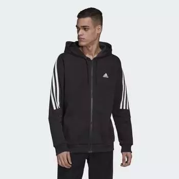 Мужская толстовка adidas Future Icons 3-Stripes Full-Zip Hoodie (Черная)