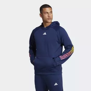 Мужская толстовка adidas Train Icons 3-Stripes Training Hoodie (Синяя)