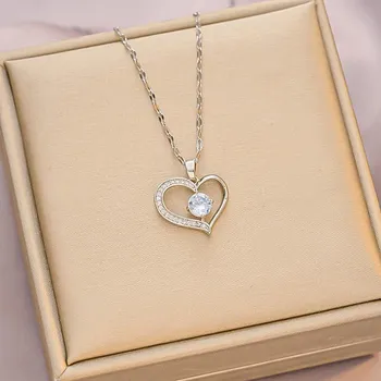 Цепочка на ключицу с бриллиантом Love, модное простое универсальное ожерелье