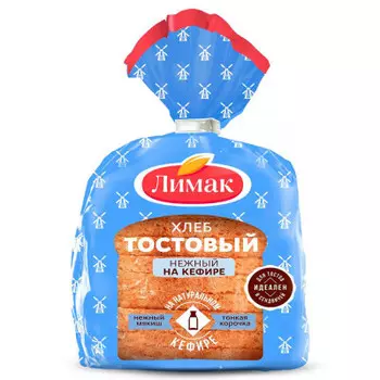 Хлеб тостовый нежный на кефире нарезанный 290г лимак