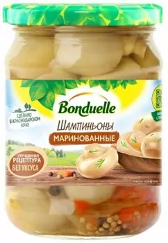 Грибы бондюэль 500 г шампиньоны маринованные ст/б