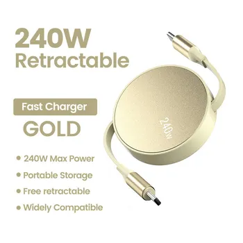 240 Вт USB C - USB C PD кабель для iPhone 15 Pro Max PD быстрая зарядка шнур данных выдвижной зарядный кабель типа C провод для ноутбука
