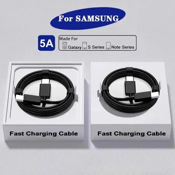 Для SAMSUNG 2 шт. PD 45 Вт 5A USB C кабель для Samsung Galaxy S22 S23 S24 S21 S20 Ultra Note 20 10 A53 A54 A53 A34 14 A72 USB C кабель для быстрой зарядки данных 1m-1pc чёрный