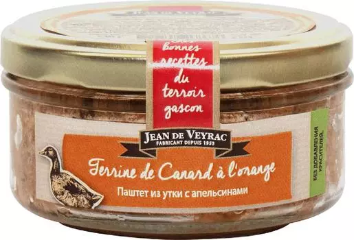 Паштет Jean de Veyrac из утки с апельсинами 130г