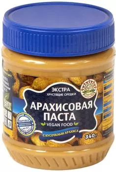 Паста арахисовая Азбука продуктов Экстра с кусочками арахиса 340г