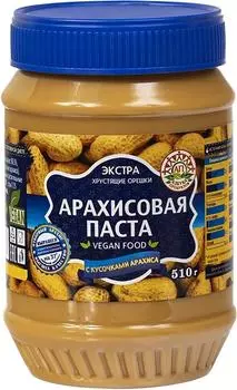 Паста арахисовая Азбука продуктов Экстра с кусочками арахиса 510г